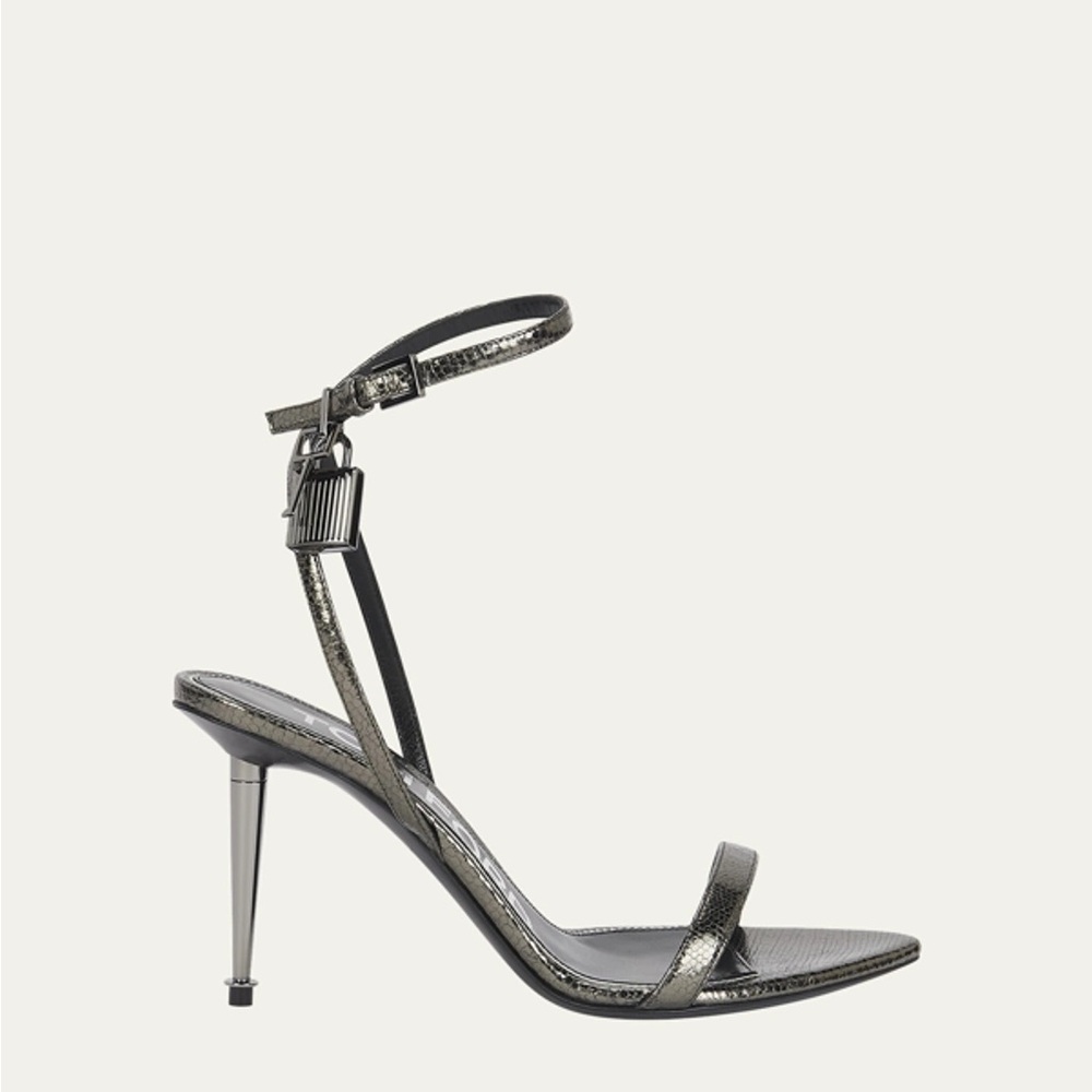 New TOM FORD Tom Ford padlock sandals in laminated leather 37.5 $1,350